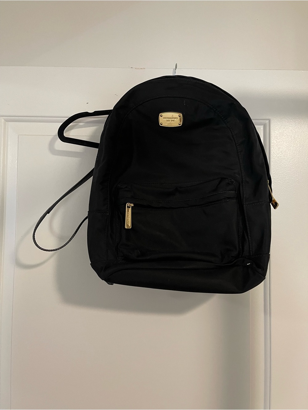 Michael Kors Black Nylon Backpack with Gold Accents